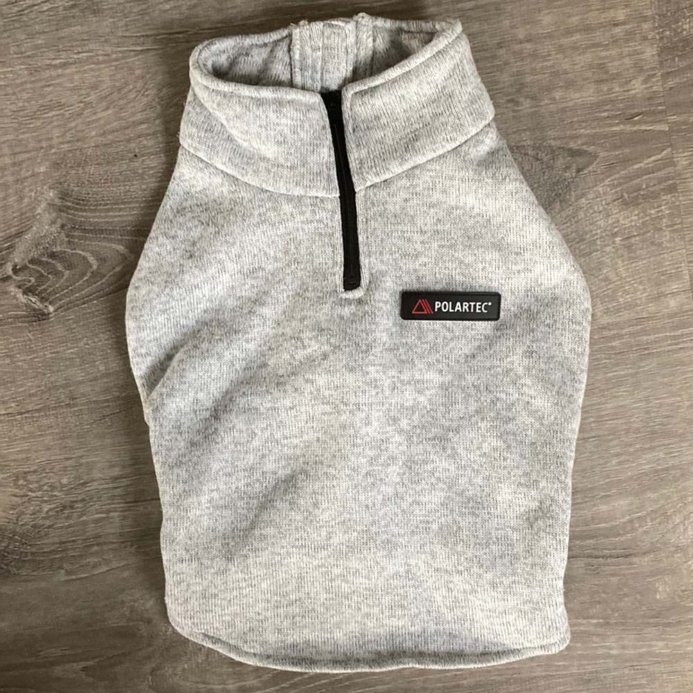 Polartec Dog Jacket. Size medium. 19 across and 15 length. From velcro to Velcro